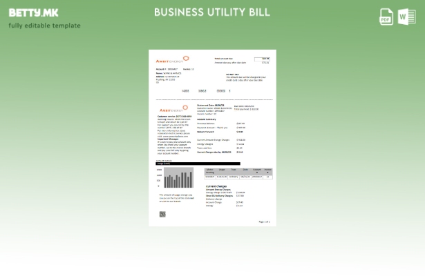 Модерен стил шаблон за деловна сметка за комунални услуги Ambit Energy
